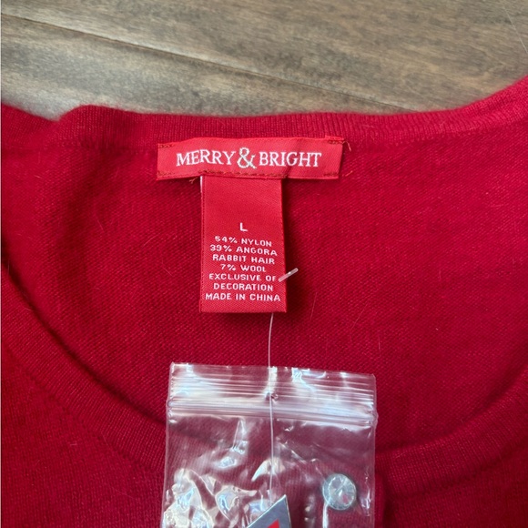 Bobbie Brooks Vibrant Red Cardigan with Ornament Details Ugly Christmas - Picture 2 of 4